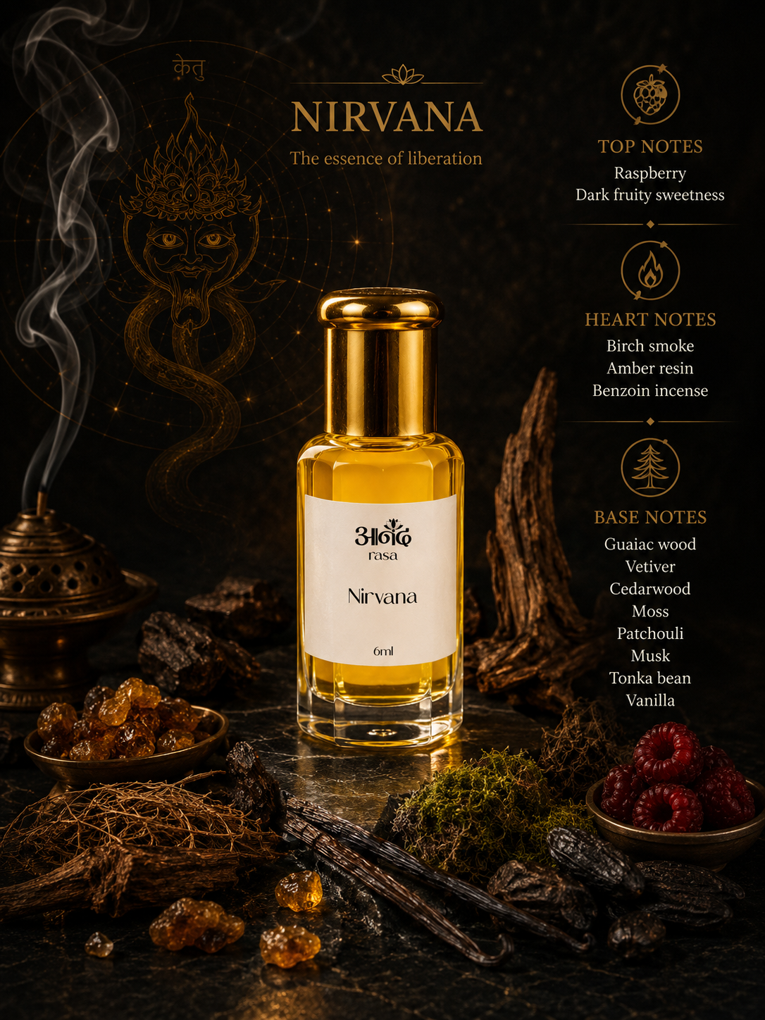 Nirvana - Ketu Attar — alternate view, Navagraha planetary energy perfume oil | Anand Rasa