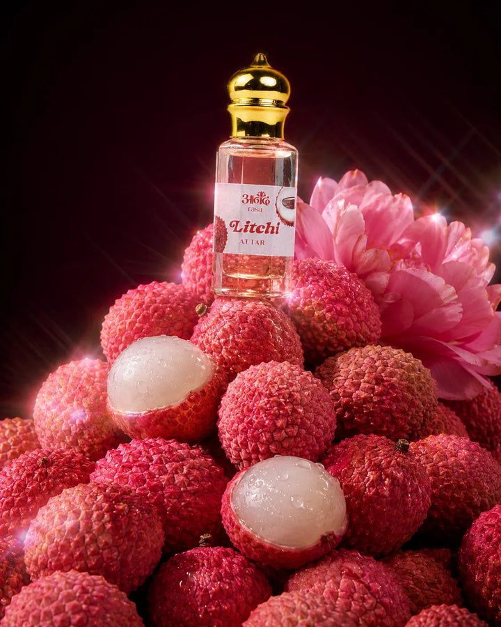 Litchi Attar — alternate view, handcrafted luxury Indian perfume oil | Anand Rasa
