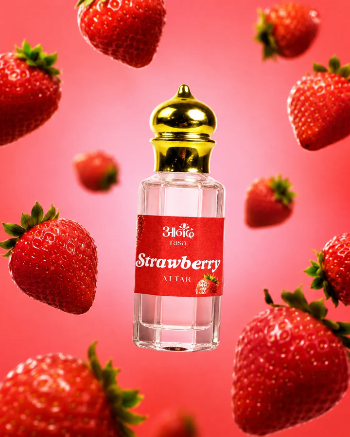 Strawberry Attar — alternate view, handcrafted luxury Indian perfume oil | Anand Rasa