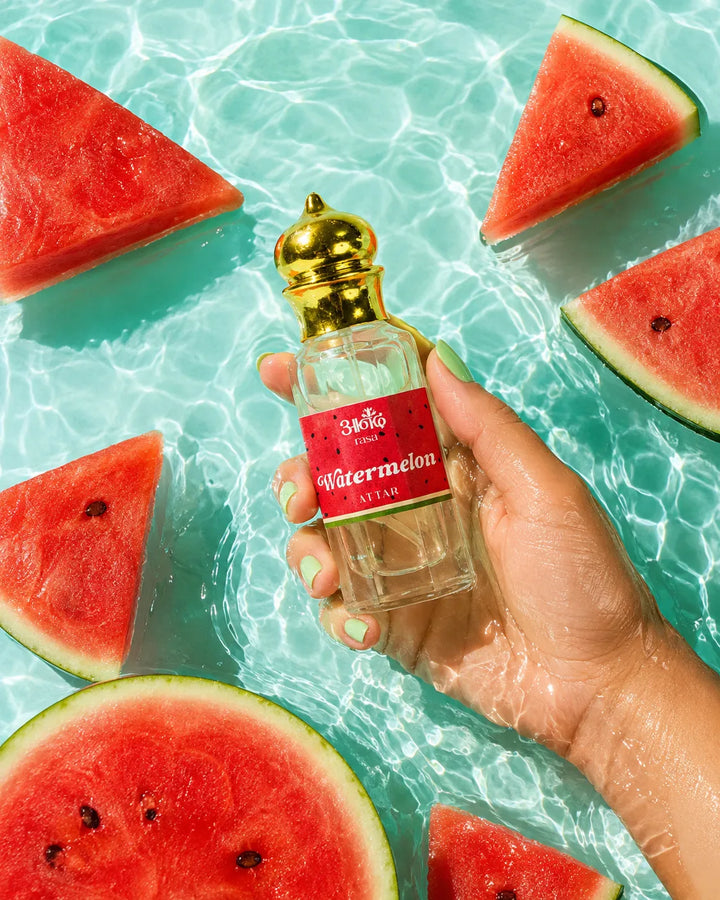 Watermelon Attar — alternate view, handcrafted luxury Indian perfume oil | Anand Rasa